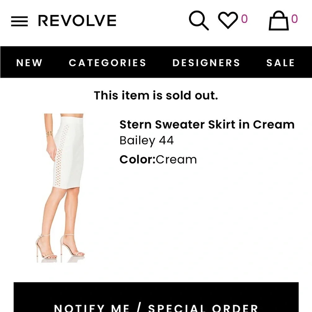 Bailey 44 stern sweater skirt in cream medium NWT